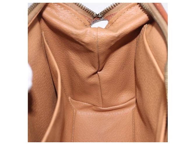 Céline Pouch CELINE Macadam Canvas PVC Leather Brown Gold Auth ki6839 Marrone D'oro - vista 22