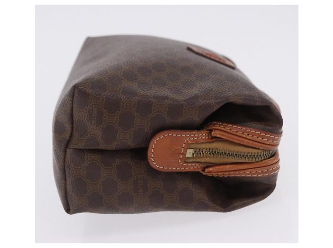 Céline Pouch CELINE Macadam Canvas PVC Leather Brown Gold Auth ki6839 Marrone D'oro - vista 3