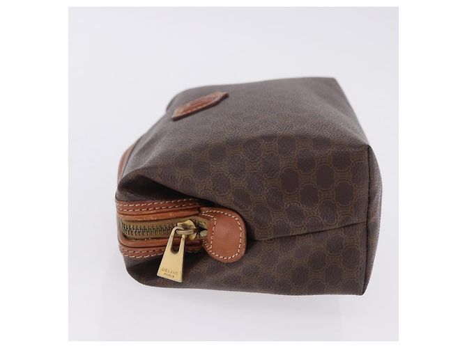 Céline Pouch CELINE Macadam Canvas PVC Leather Brown Gold Auth ki6839 Marrone D'oro - vista 4