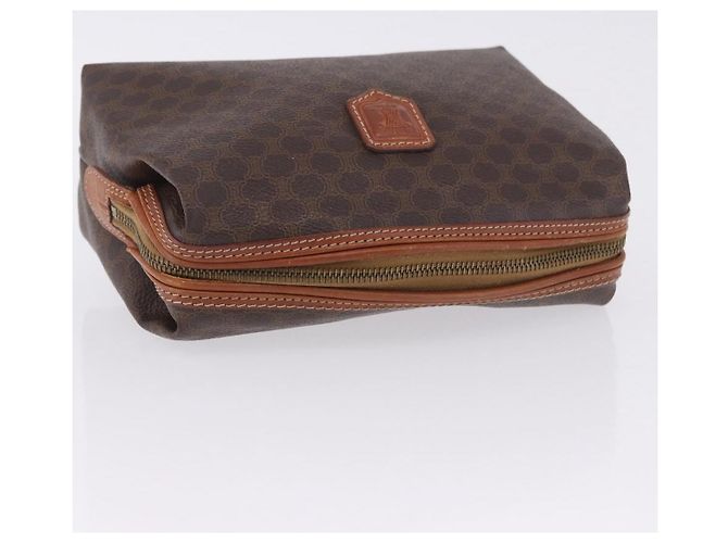 Céline Pouch CELINE Macadam Canvas PVC Leather Brown Gold Auth ki6839 Marrone D'oro - vista 7