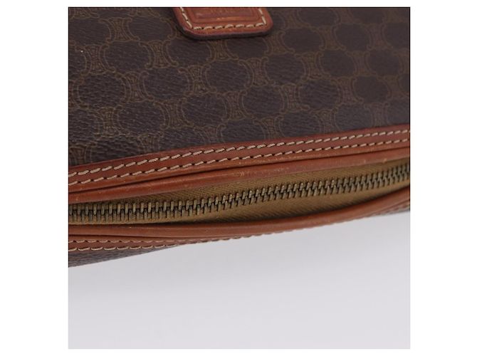 Céline Pouch CELINE Macadam Canvas PVC Leather Brown Gold Auth ki6839 Marrone D'oro - vista 8