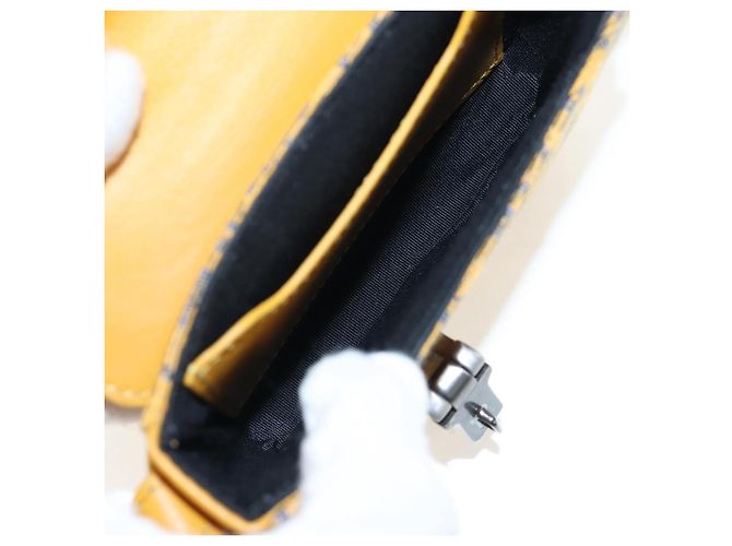 Christian Dior Trotter Canvas Rock Shoulder Pouch Yellow Silver Auth 203620M Argento Giallo - vista 10