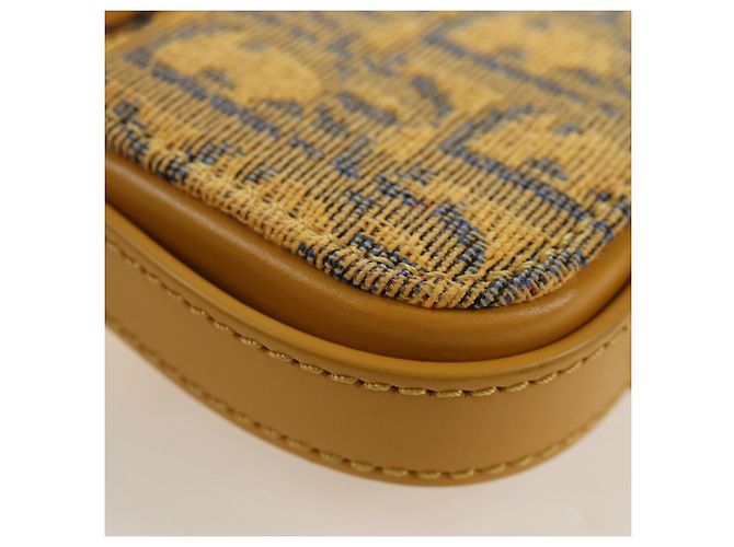 Christian Dior Trotter Canvas Rock Shoulder Pouch Yellow Silver Auth 203620M Argento Giallo - vista 17