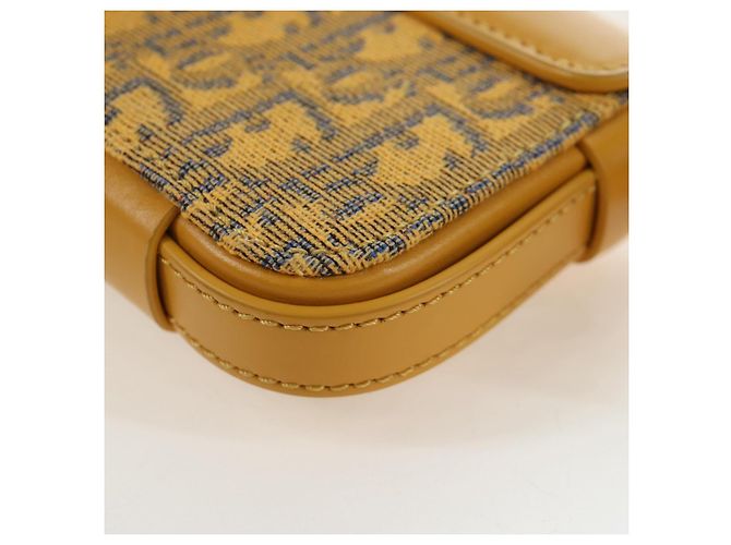 Christian Dior Trotter Canvas Rock Shoulder Pouch Yellow Silver Auth 203620M Argento Giallo - vista 18