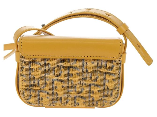 Christian Dior Trotter Canvas Rock Shoulder Pouch Yellow Silver Auth 203620M Argento Giallo - vista 2