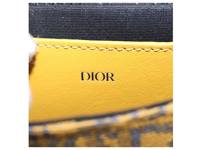 Christian Dior Trotter Canvas Rock Shoulder Pouch Yellow Silver Auth 203620M Argento Giallo - vista 22