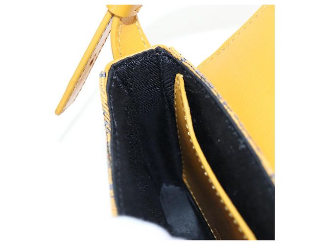 Christian Dior Trotter Canvas Rock Shoulder Pouch Yellow Silver Auth 203620M Argento Giallo - vista 24