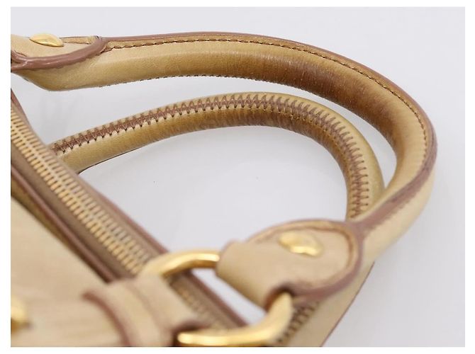 Borsa a mano Miu Miu Vitellolux 2way Beige Gold Auth 204412V D'oro - vista 15