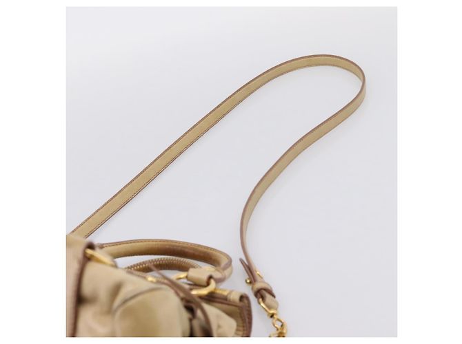 Borsa a mano Miu Miu Vitellolux 2way Beige Gold Auth 204412V D'oro - vista 16