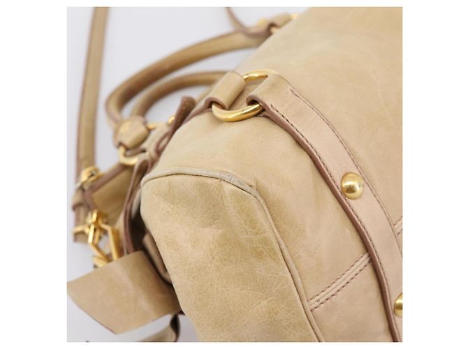 Borsa a mano Miu Miu Vitellolux 2way Beige Gold Auth 204412V D'oro - vista 18