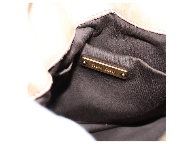 Borsa a mano Miu Miu Vitellolux 2way Beige Gold Auth 204412V D'oro - vista 21