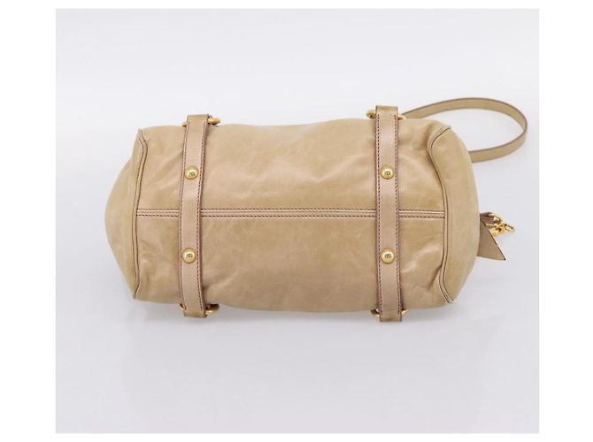 Borsa a mano Miu Miu Vitellolux 2way Beige Gold Auth 204412V D'oro - vista 5