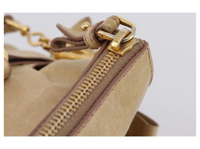 Borsa a mano Miu Miu Vitellolux 2way Beige Gold Auth 204412V D'oro - vista 6