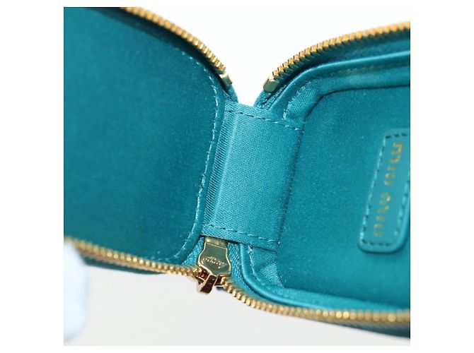 Miu Miu Matelasse Neck Pouch Leather Green Gold Auth 197292M D'oro Verde - vista 10