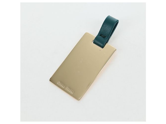 Miu Miu Matelasse Neck Pouch Leather Green Gold Auth 197292M D'oro Verde - vista 25