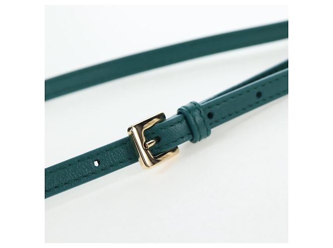 Miu Miu Matelasse Neck Pouch Leather Green Gold Auth 197292M D'oro Verde - vista 8