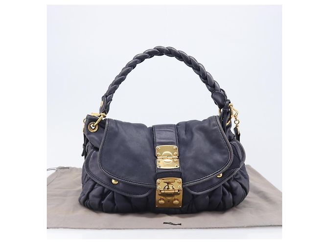 Borsa a mano Miu Miu Matelassé in pelle 2way Navy tono oro Auth 167624V Blu navy - vista 12