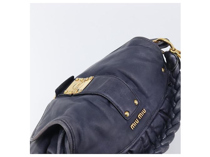 Borsa a mano Miu Miu Matelassé in pelle 2way Navy tono oro Auth 167624V Blu navy - vista 14