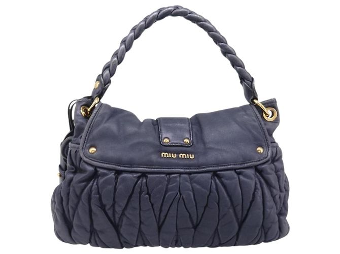 Borsa a mano Miu Miu Matelassé in pelle 2way Navy tono oro Auth 167624V Blu navy - vista 2