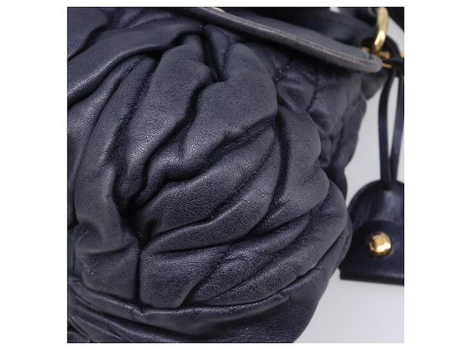 Borsa a mano Miu Miu Matelassé in pelle 2way Navy tono oro Auth 167624V Blu navy - vista 20