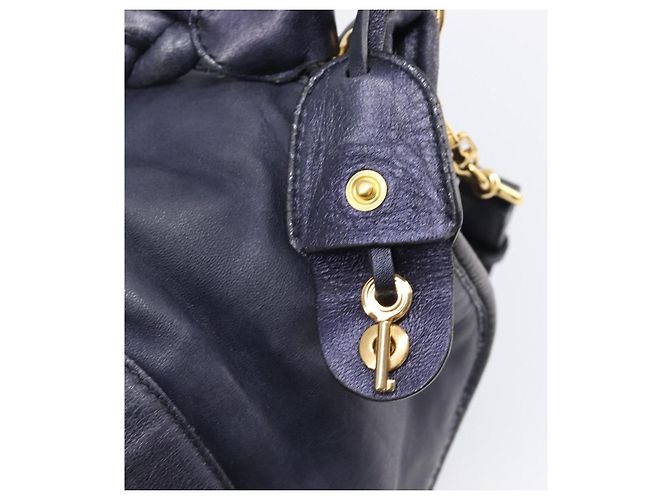 Borsa a mano Miu Miu Matelassé in pelle 2way Navy tono oro Auth 167624V Blu navy - vista 26