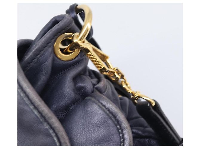Borsa a mano Miu Miu Matelassé in pelle 2way Navy tono oro Auth 167624V Blu navy - vista 27