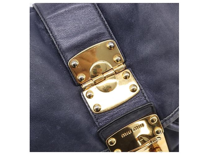 Borsa a mano Miu Miu Matelassé in pelle 2way Navy tono oro Auth 167624V Blu navy - vista 28