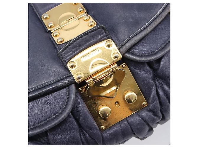 Borsa a mano Miu Miu Matelassé in pelle 2way Navy tono oro Auth 167624V Blu navy - vista 29