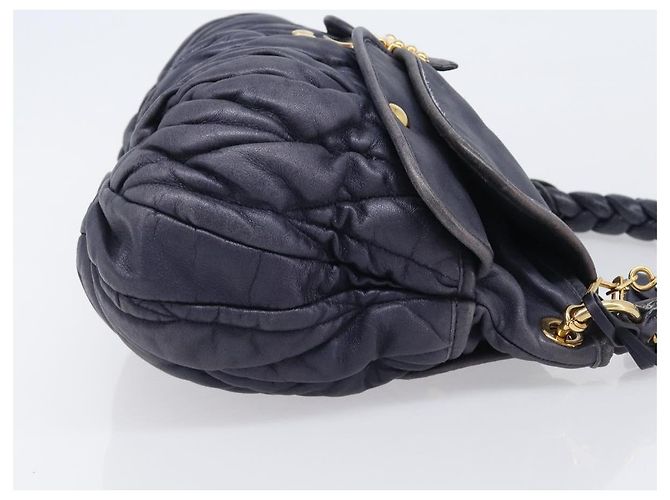 Borsa a mano Miu Miu Matelassé in pelle 2way Navy tono oro Auth 167624V Blu navy - vista 3