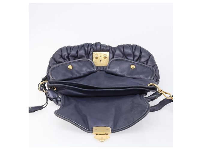 Borsa a mano Miu Miu Matelassé in pelle 2way Navy tono oro Auth 167624V Blu navy - vista 30