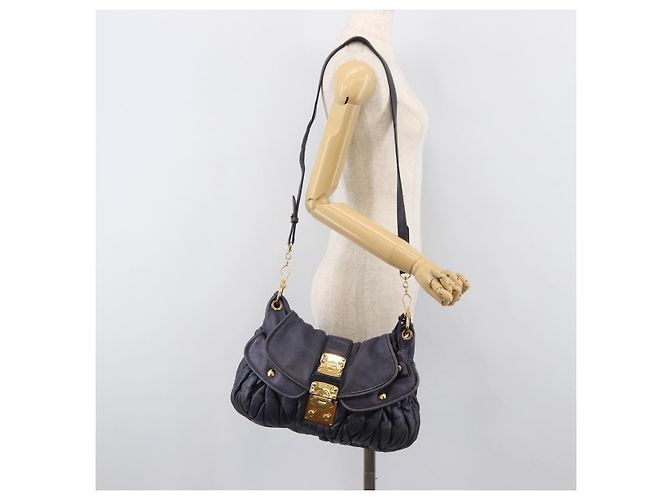 Borsa a mano Miu Miu Matelassé in pelle 2way Navy tono oro Auth 167624V Blu navy - vista 37