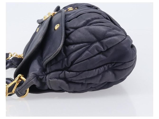 Borsa a mano Miu Miu Matelassé in pelle 2way Navy tono oro Auth 167624V Blu navy - vista 4