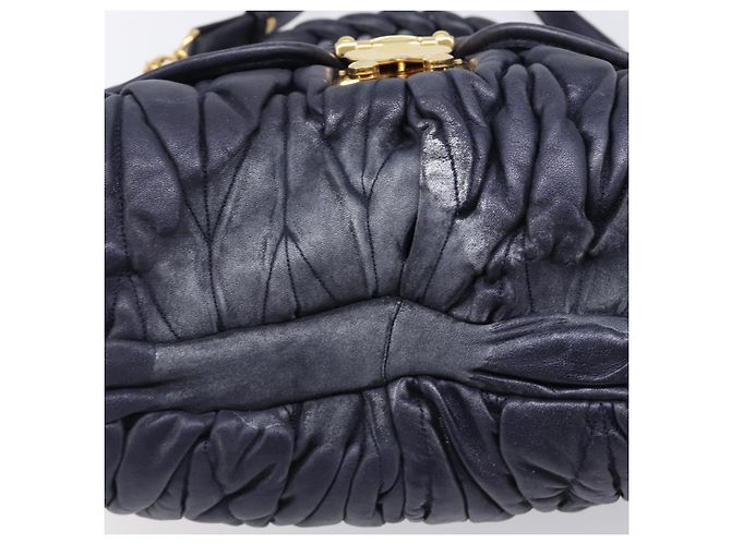 Borsa a mano Miu Miu Matelassé in pelle 2way Navy tono oro Auth 167624V Blu navy - vista 6