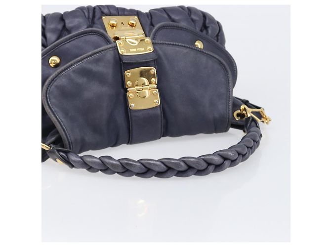 Borsa a mano Miu Miu Matelassé in pelle 2way Navy tono oro Auth 167624V Blu navy - vista 7