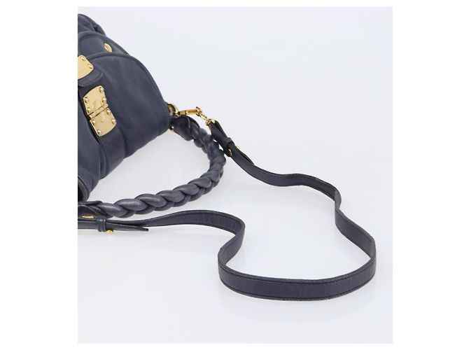 Borsa a mano Miu Miu Matelassé in pelle 2way Navy tono oro Auth 167624V Blu navy - vista 8