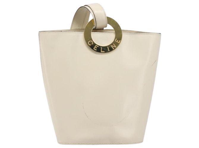 Céline CELINE Circle Schultertasche aus Leder Weiß Gold Auth 204441 Golden - Ansicht 13