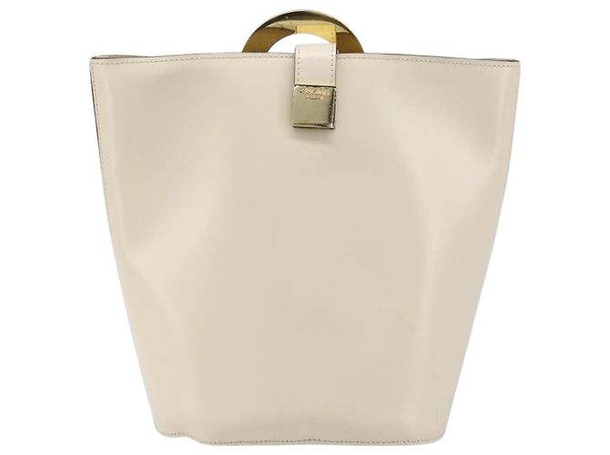Céline CELINE Circle Schultertasche aus Leder Weiß Gold Auth 204441 Golden - Ansicht 2