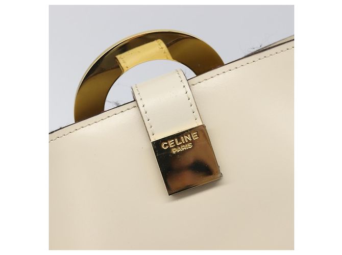 Céline CELINE Circle Schultertasche aus Leder Weiß Gold Auth 204441 Golden - Ansicht 21