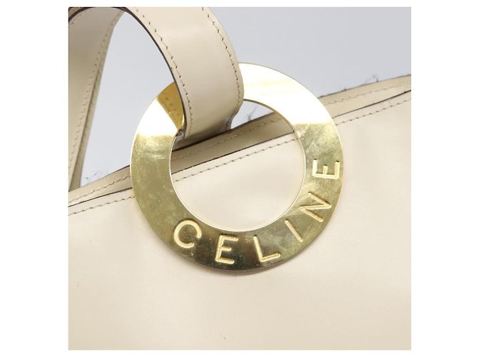 Céline CELINE Circle Schultertasche aus Leder Weiß Gold Auth 204441 Golden - Ansicht 22