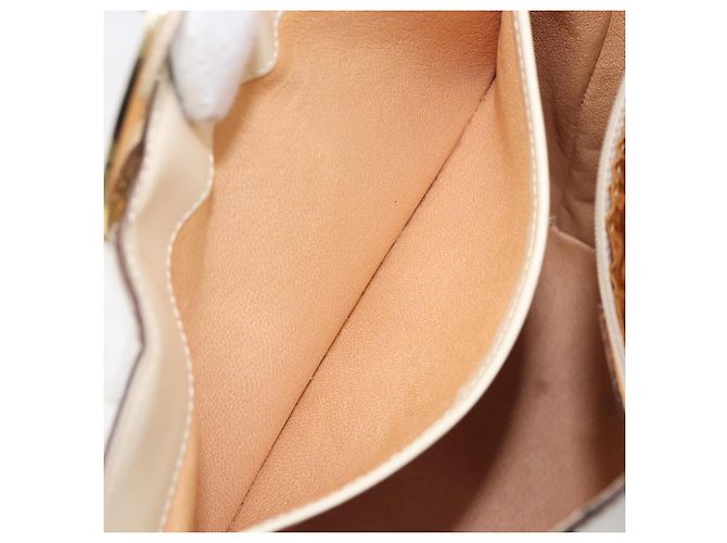 Céline CELINE Circle Schultertasche aus Leder Weiß Gold Auth 204441 Golden - Ansicht 28