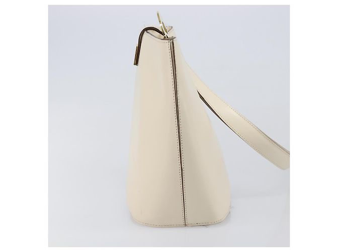 Céline CELINE Circle Schultertasche aus Leder Weiß Gold Auth 204441 Golden - Ansicht 4