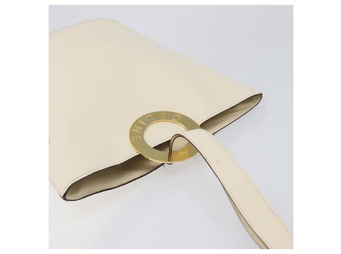 Céline CELINE Circle Schultertasche aus Leder Weiß Gold Auth 204441 Golden - Ansicht 6