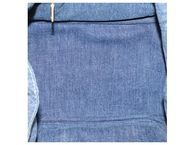 Bolsa de mão PRADA Canapa MM Denim Blue Gold Auth 201449 Azul Dourado - vista 11