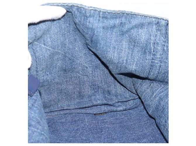 Bolsa de mão PRADA Canapa MM Denim Blue Gold Auth 201449 Azul Dourado - vista 17