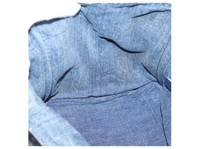 Bolsa de mão PRADA Canapa MM Denim Blue Gold Auth 201449 Azul Dourado - vista 18