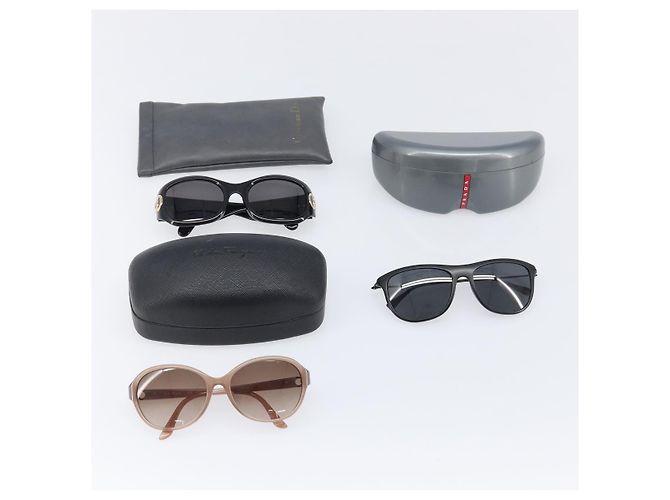 Set de 3 gafas de sol Christian Dior PRADA Salvatore Ferragamo Negro Auth BA15687 Castaño - vista 20