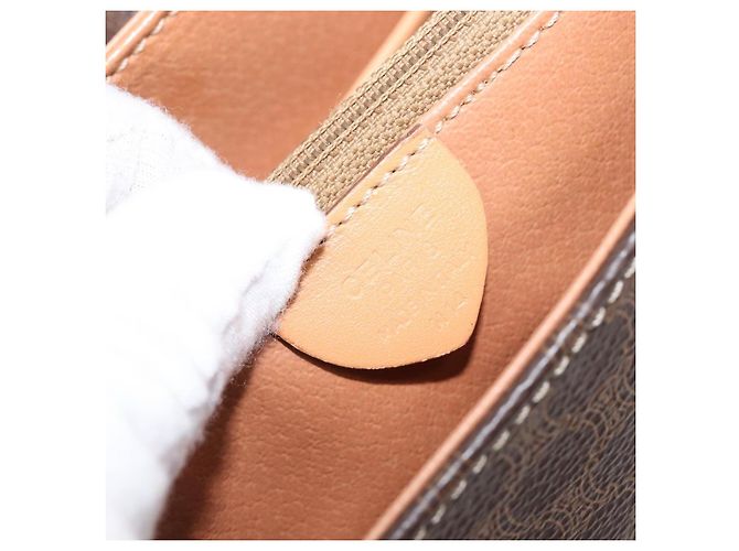 Céline Borsa a tracolla CELINE Macadam Canvas PVC Leather Brown Gold Auth 205135V Marrone D'oro - vista 12