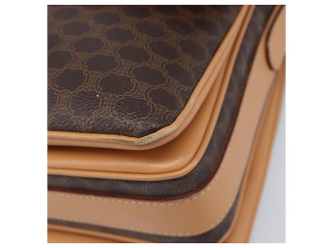 Céline Borsa a tracolla CELINE Macadam Canvas PVC Leather Brown Gold Auth 205135V Marrone D'oro - vista 15