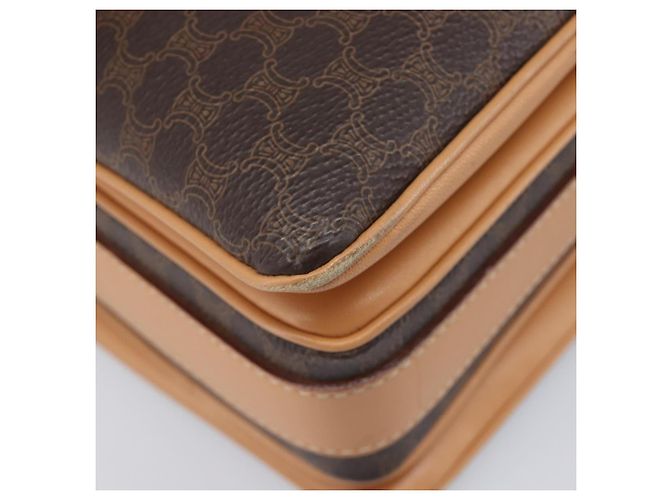 Céline Borsa a tracolla CELINE Macadam Canvas PVC Leather Brown Gold Auth 205135V Marrone D'oro - vista 16