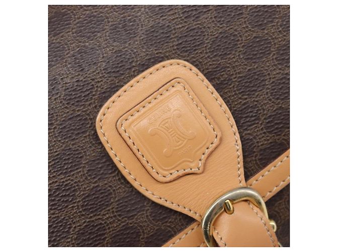 Céline Borsa a tracolla CELINE Macadam Canvas PVC Leather Brown Gold Auth 205135V Marrone D'oro - vista 18